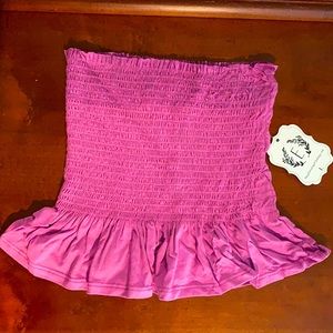 Purple strapless crop top